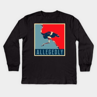Allegedly Ostrich T-Shirt - Retro Poster Bird Flightless Gift Kids Long Sleeve T-Shirt